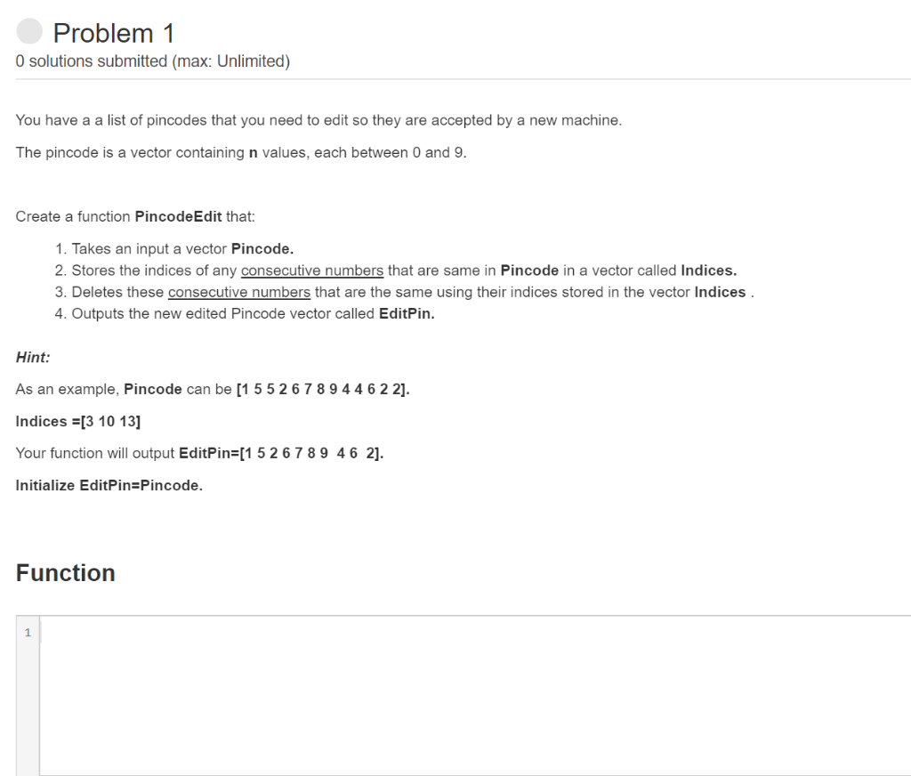 How to code this with Matlab? Problem 1 O solutions submitted (max: