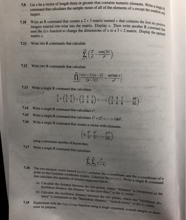  7.9 elements. Write a single ents of x except the smallest