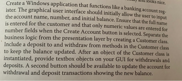  c# programming simple bank Please include properties uly and looks nice.
