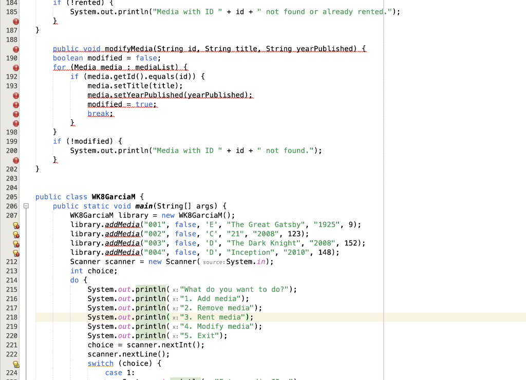 ran out of room to post rest of code. package com.mycompany.wk8garciam; import