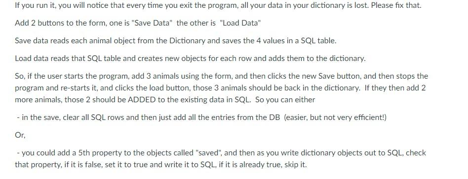 Need help with C# programming (Forms Dictionary) Given Code: ********Program.cs using System;