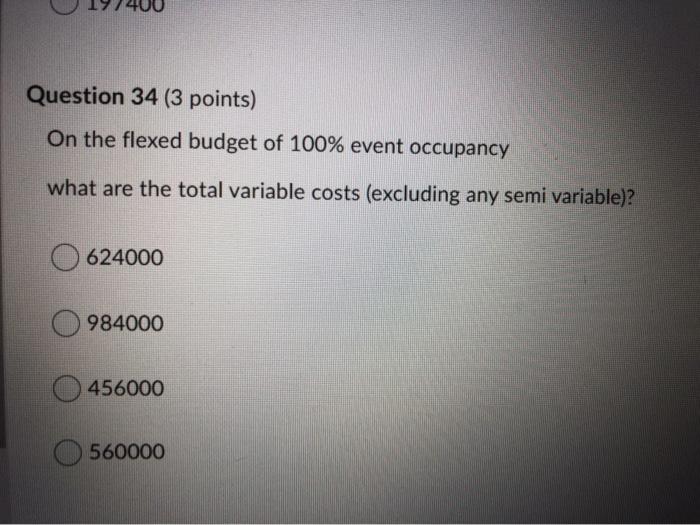 Questions 31 - 36 The following information is available to Arena Events
