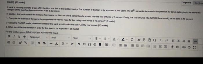  20 points Te Ar CLO 20 markal A berka planning to