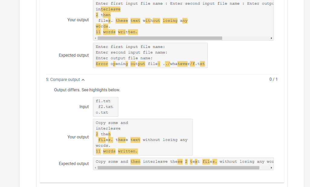 check for errors in opening the files, and print the name of