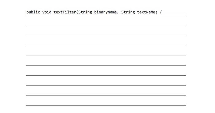 which reads the binary byte file with name binaryName, removes all non-printable