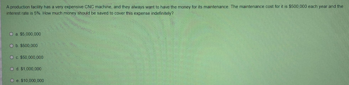 A production facility has a very expensive CNC machine, and they