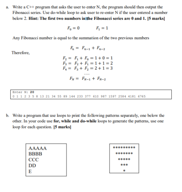  C++ code please use cout and cin a. Write a CH