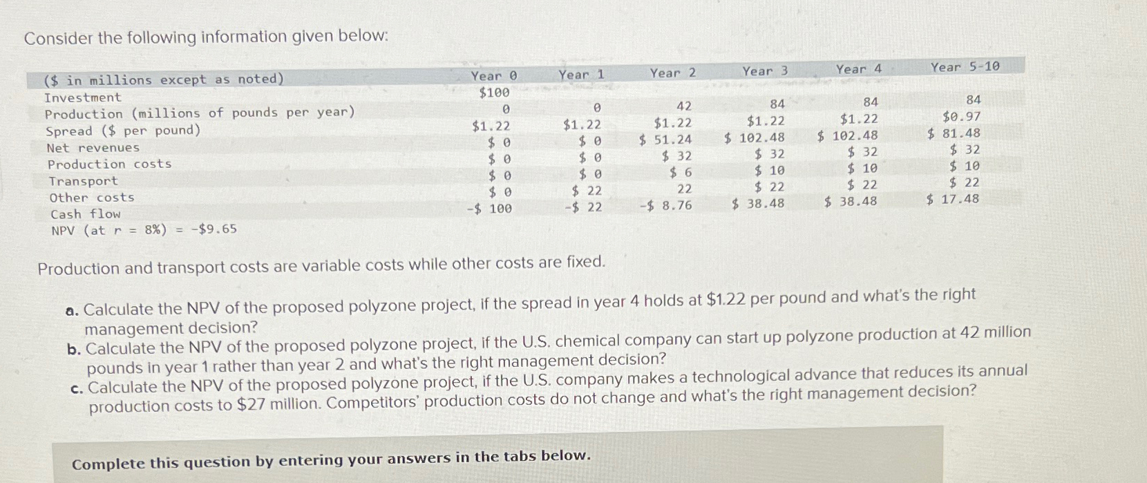  Consider the following information given below: \table[[($ in millions except as