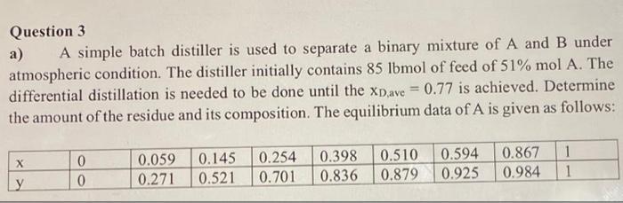 please solve using tables and numerical approximation if possible. Question 3 a)