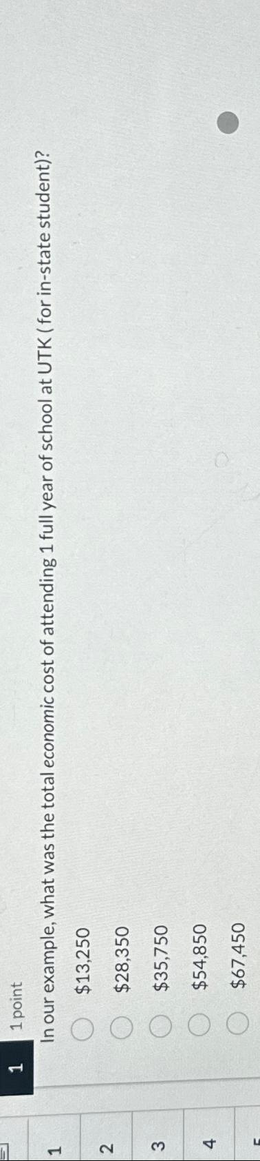  11 point In our example, what was the total economic cost