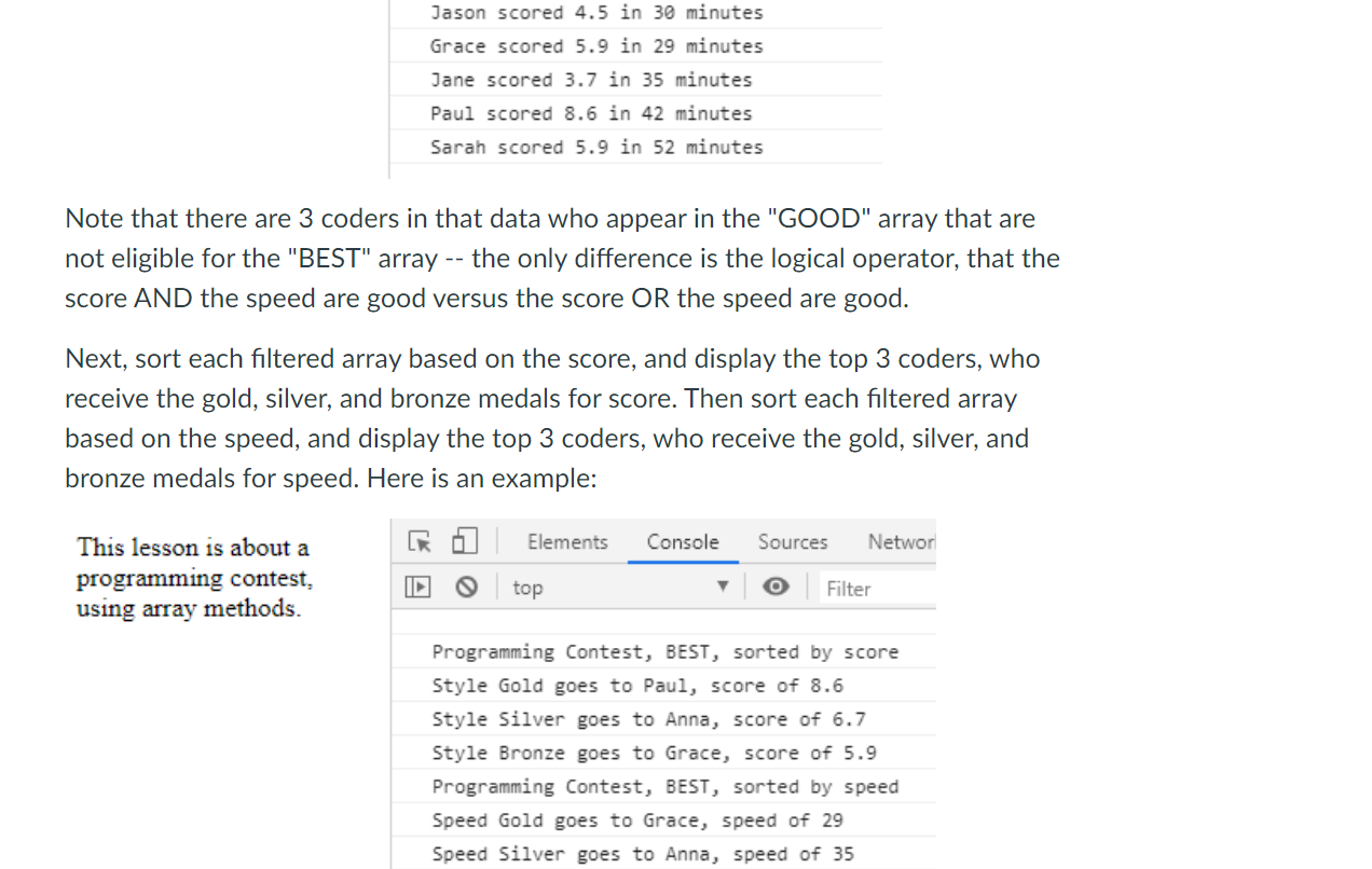 Contest Participants ~ JavaScript function dynamicSort(property) { var sortOrder = 1; if