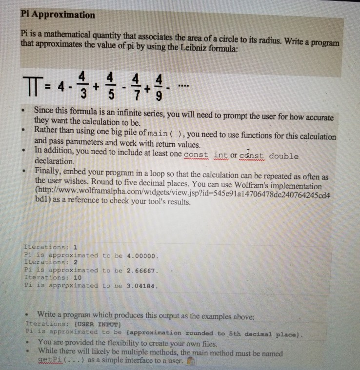  Pi Approximation Pi is a mathematical quantity that associates the area