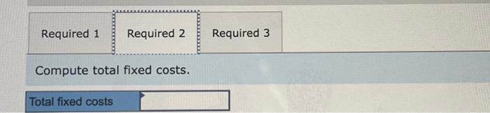 total variable cost per unit. 2. Compute total fixed costs. 3. Prepare