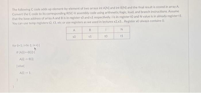 please answer all The following C code adds up element-by-element of two