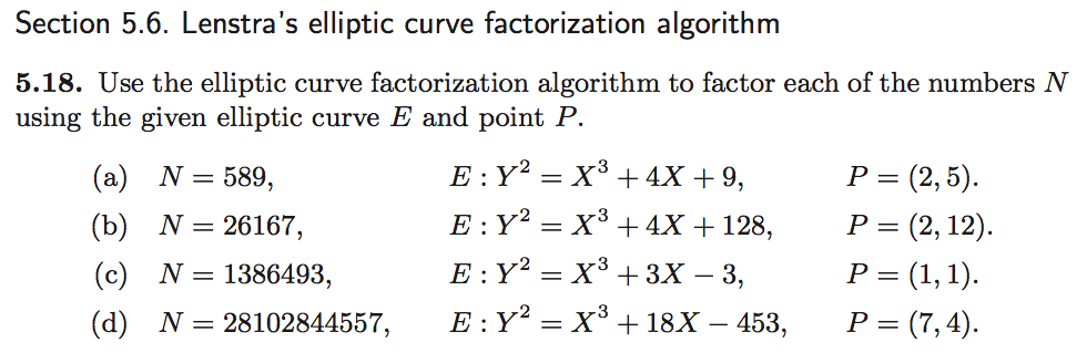 Use the elliptic curve factorization algorithm and write a Java program to