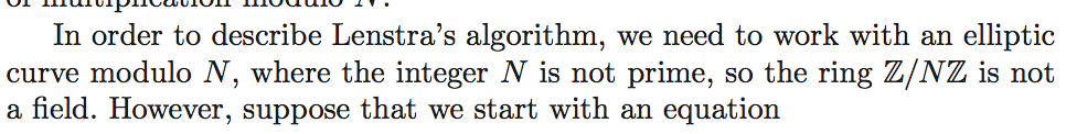 factor each of the numbers N using the given elliptic curve E
