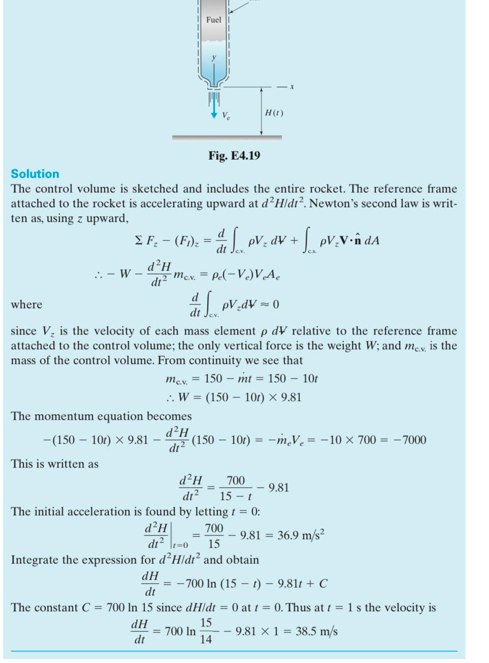 Solve the following question, using octave programming. Fuel HO) Fig. E4.19 Solution