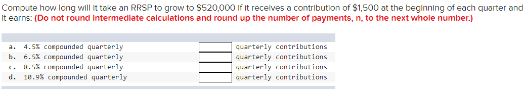 Compute how long will it take an RRSP to grow to