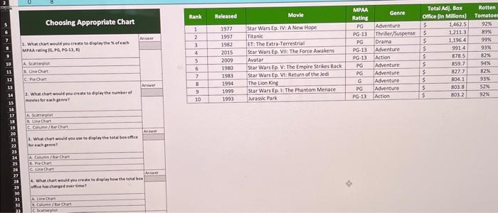 choosing: fill in the gray boxes with the correct letter answer 5.