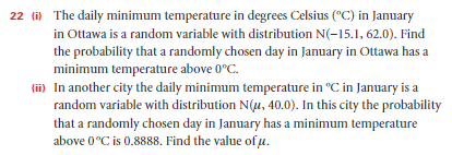  22(i) The daily minimum temperature in degrees Celsius (C) in January