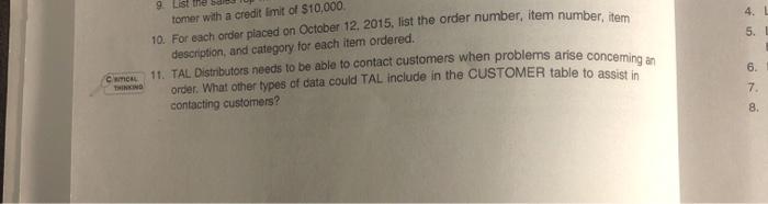  we need query for this output 9 4. tomer with a