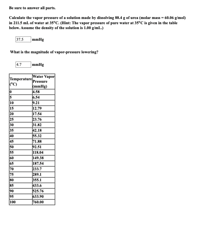 TO CORRECT SIGNIFICANT FIGURES, PLEASE. Be sure to answer all parts. Calculate
