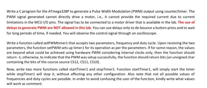 generate a Pulse Width Modulation (PWM) Output using counter/timer. The PWM signal