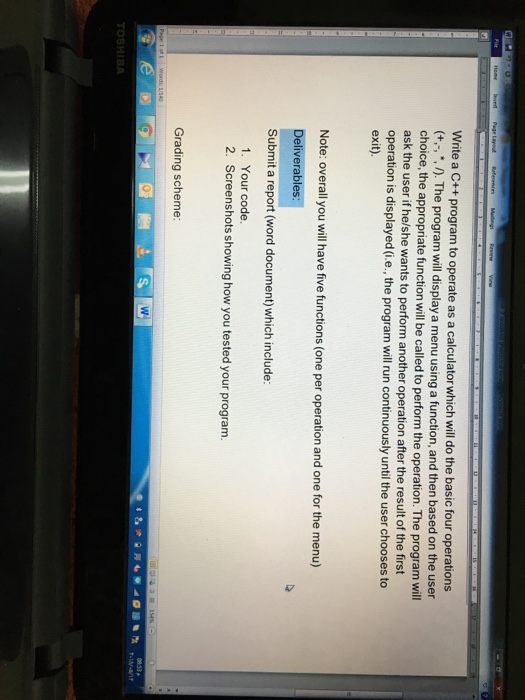  Write a C++ program to operate as a calculator which will