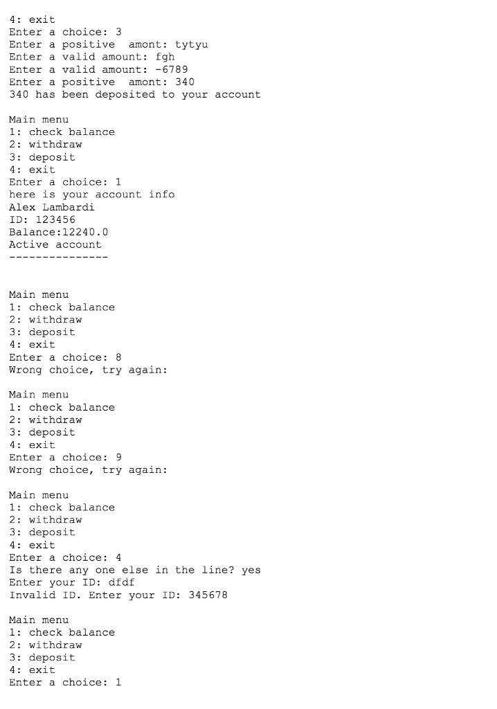 should display the information Note: A data file data.txt has been provided