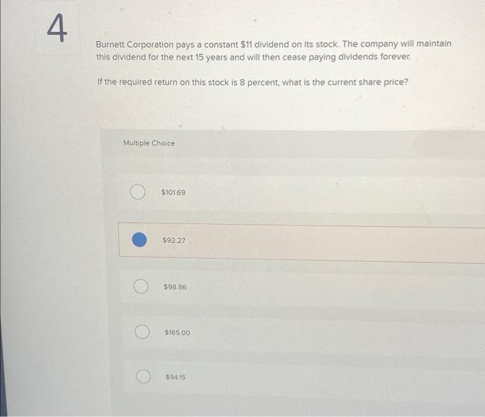 Company just paid a dividend of $1.46 per share on its stock.