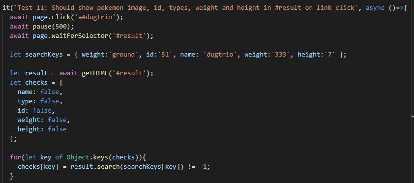 with containing the text "Poke Dextr", async ()=>{ let navhtml = await