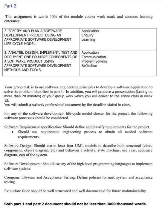 This assignment is worth 20% of the module course work marks. The