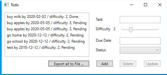 ------ C#, WPF ----- Create in C#, WPF the following (ListView): Todo
