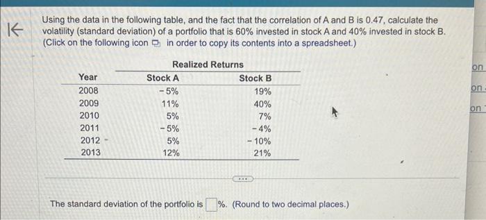  Using the data in the following table, and the fact that