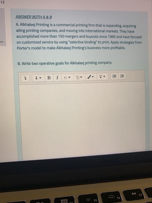  12 ANSWER BOTHA & B A. Alkhaleej Printing is a commercial