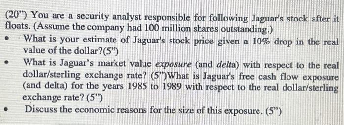  Please Use Excel!!! (20") You are a security analyst responsible for