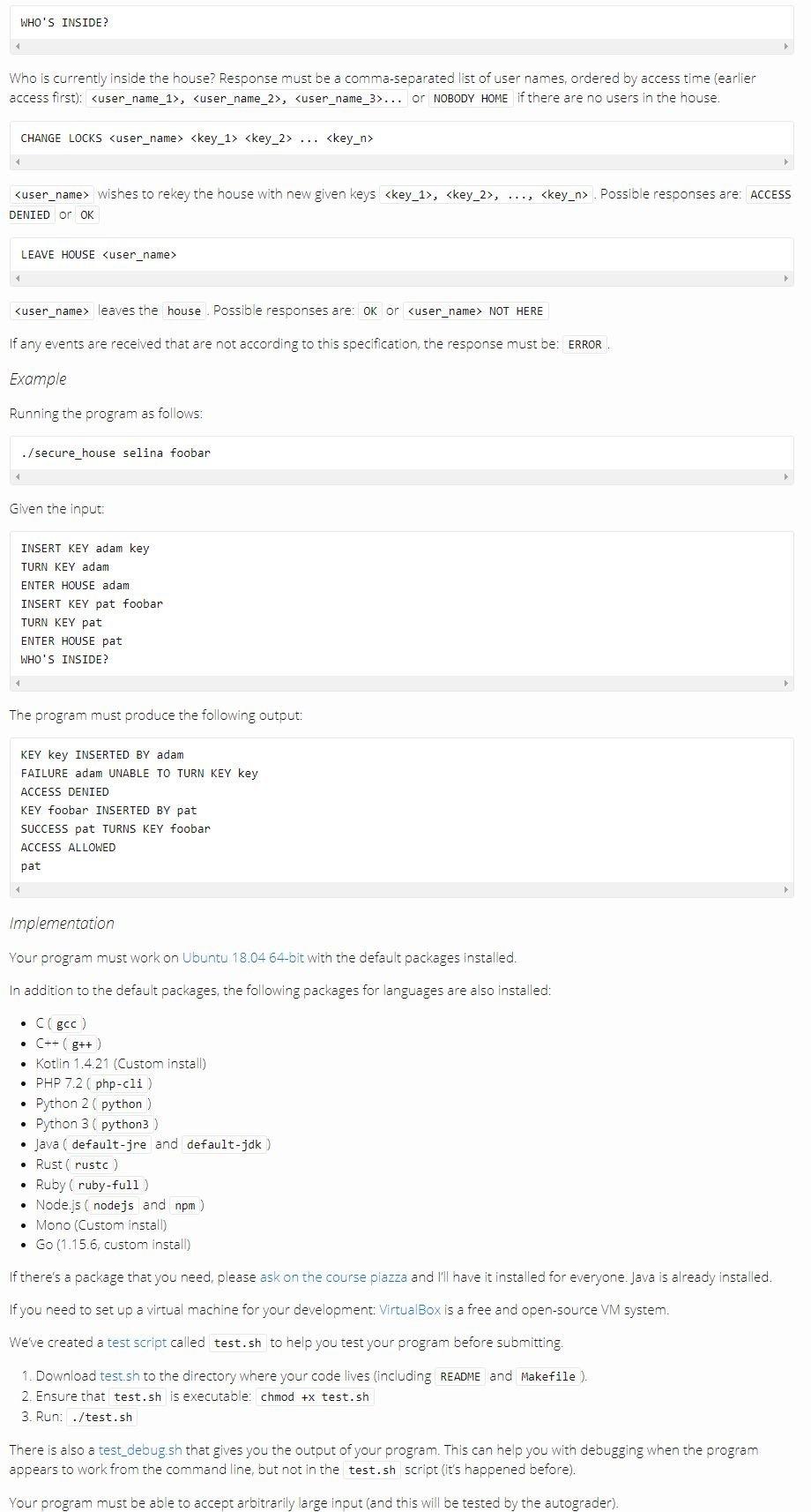 implements the given security policy. The security policy will be based on