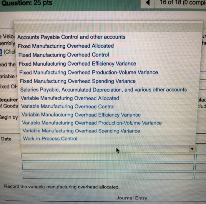 for the variable overhead Actuallout Actual Costs Allocated Budgeted Rate Variati OH