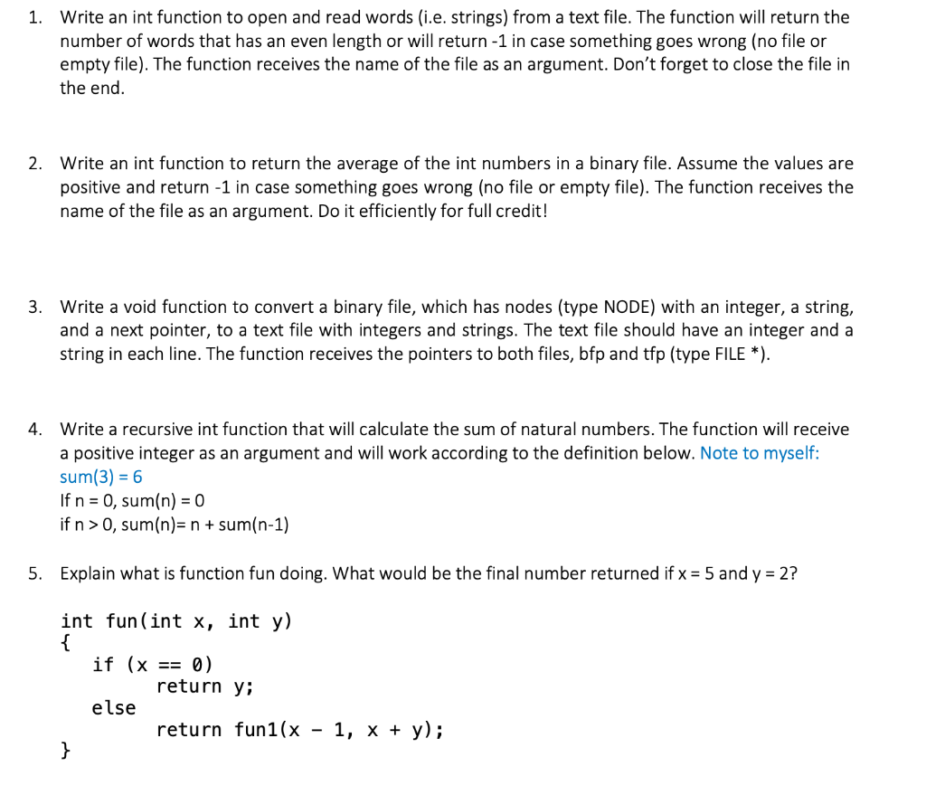 1. Write an int function to open and read words (i.e.