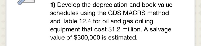  1) Develop the depreciation and book value schedules using the GDS