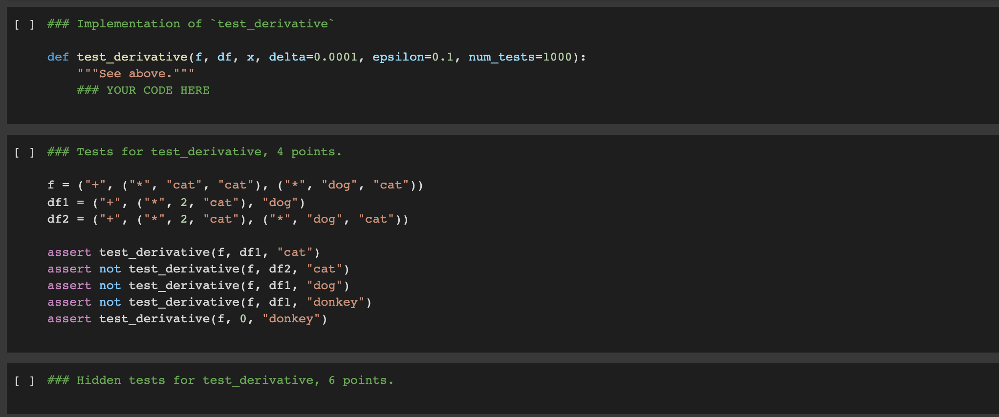 for a given delta, using the (f(x + delta) - f(x)) /