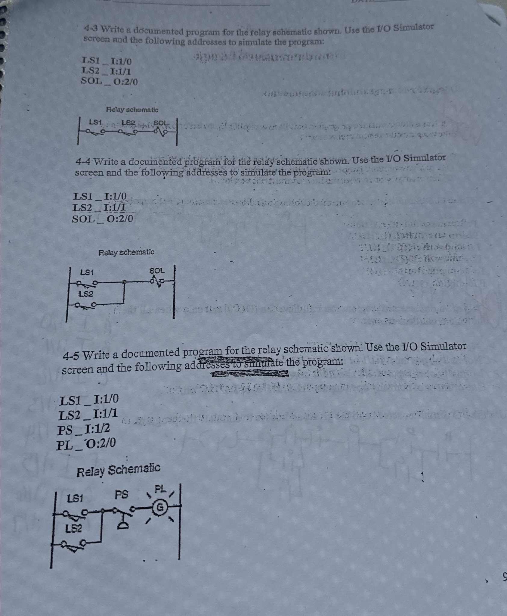  4-3 Write a documented program for the relay schematic shown. Use