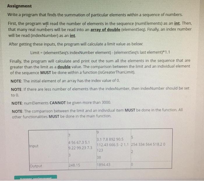  in c++ need asap pls thanks. Assignment Write a program that