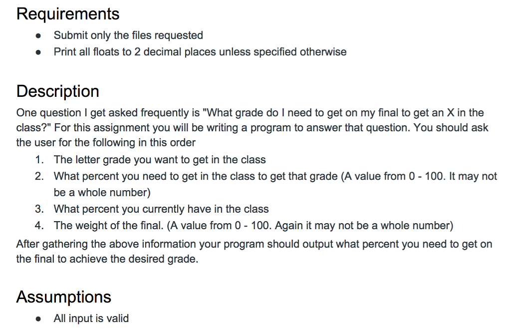 Python Help pls! Problem: Examples: Requirements Submit only the files requested Print