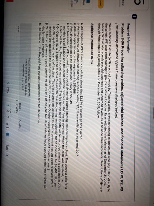  Required Information Problem 3-3A Preparing adjusting entries, adjusted trial balance, and