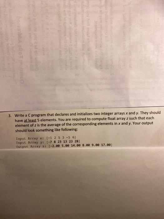 bezaabbat 3. Write a C program that declares and initializes two