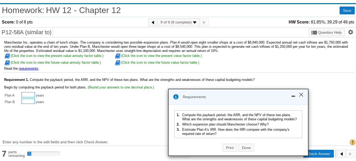  Please complete all requirements! Homework: HW 12 - Chapter 12 Save