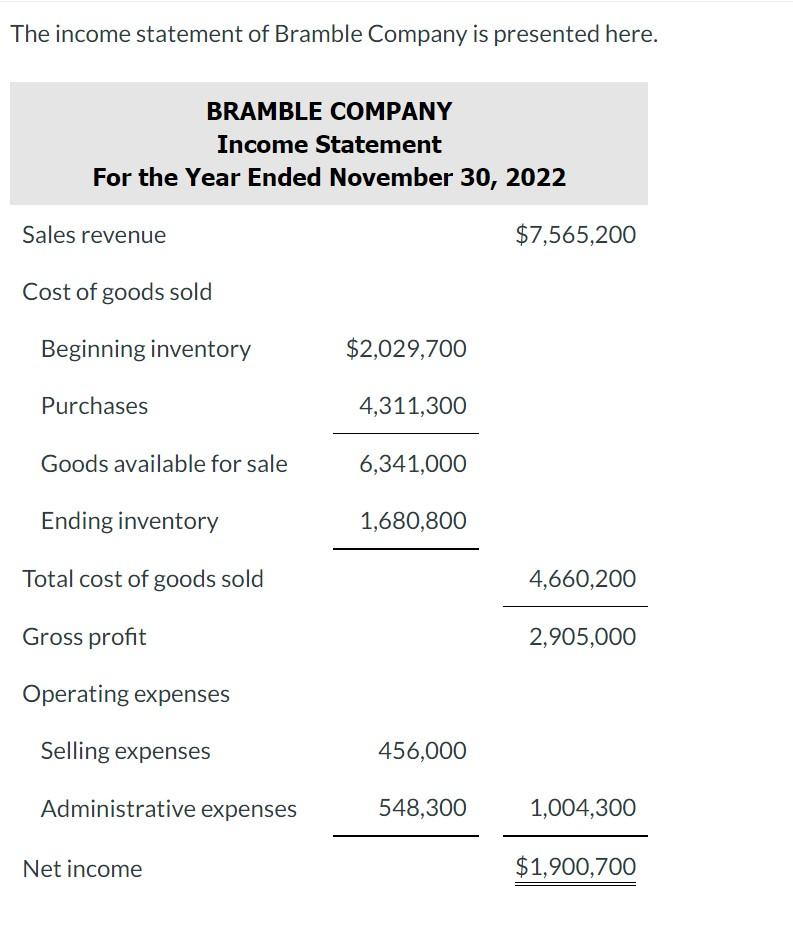 Prepare Partial Statement of Cash Flows - direct method The income statement