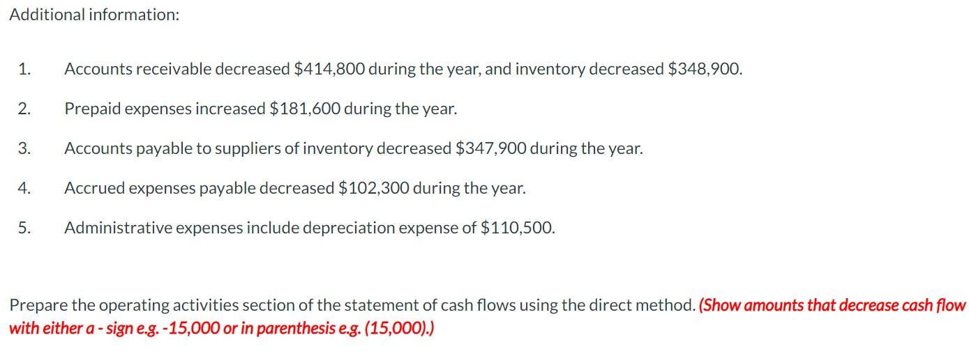 of Bramble Company is presented here. 1. Accounts receivable decreased $414,800 during