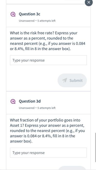 = 0 based on the following two assets: Asset 1 has a